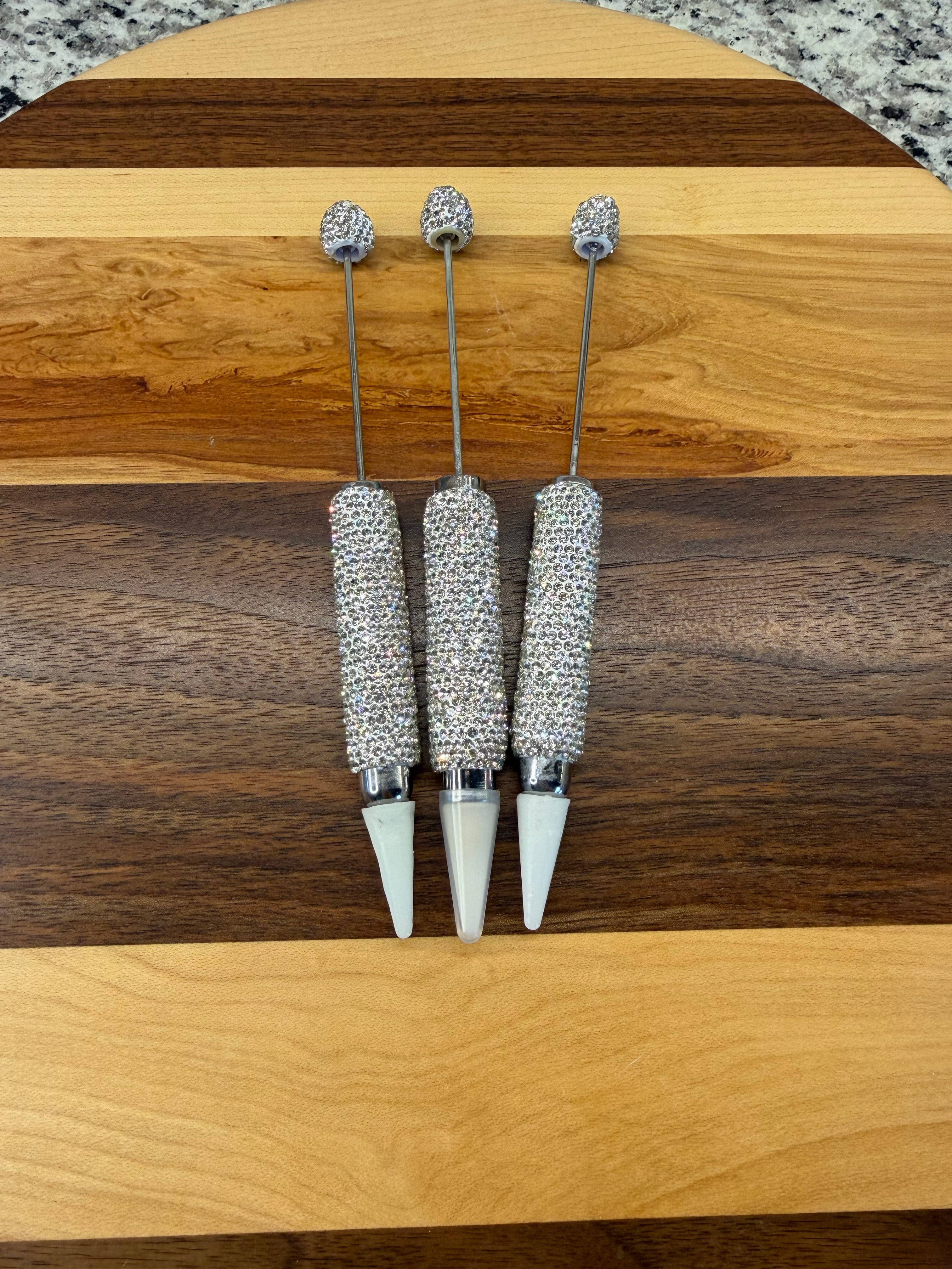 Beadable Rhinestone Wax Pen - Silver