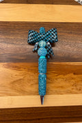 RTS Blue Check Rhinestone Pen