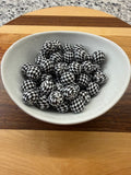 Black Checker  - 15mm Silicone Pattern Bead