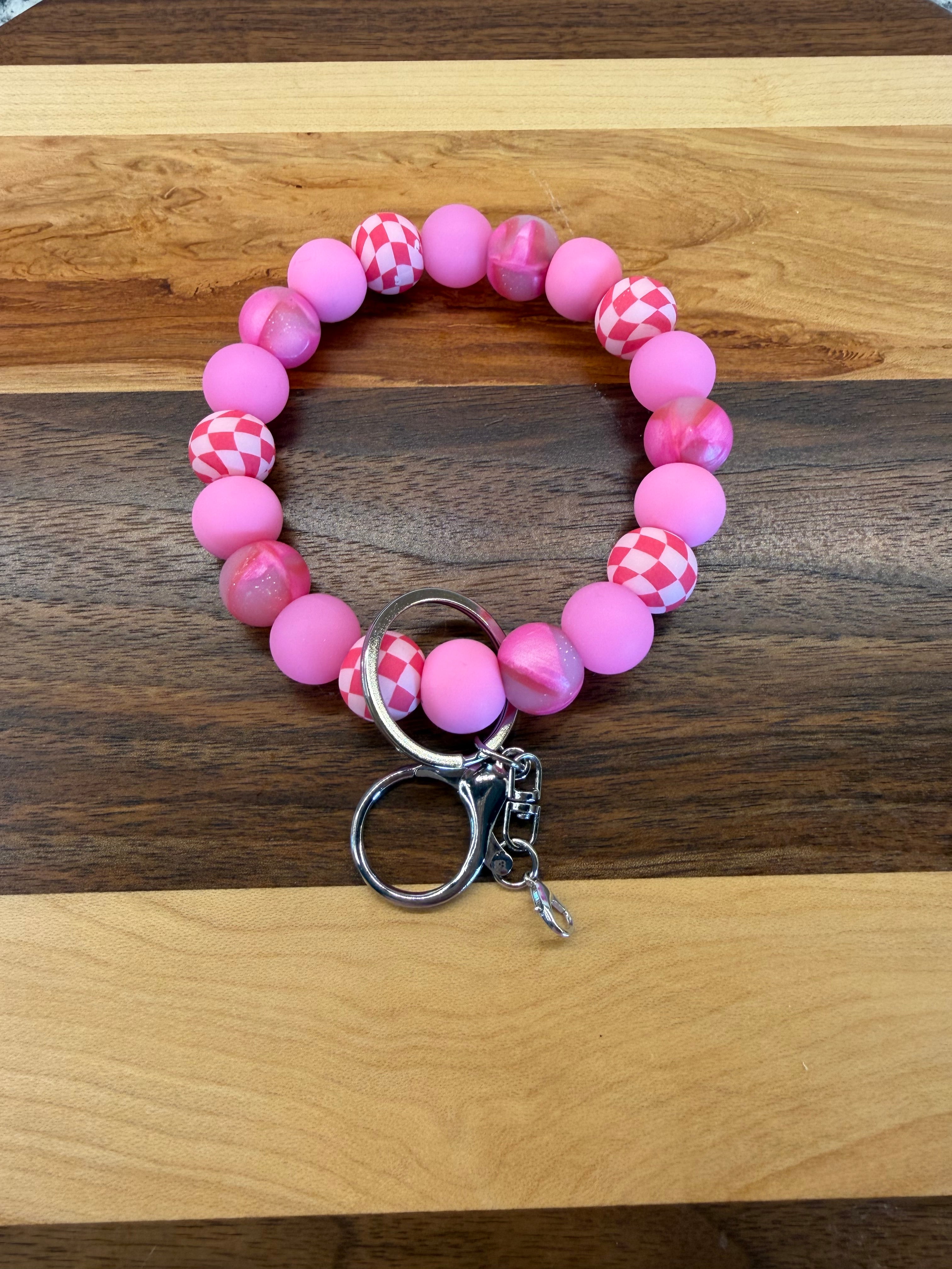 RTS - All Day Rose Checker GLOW Wristlet