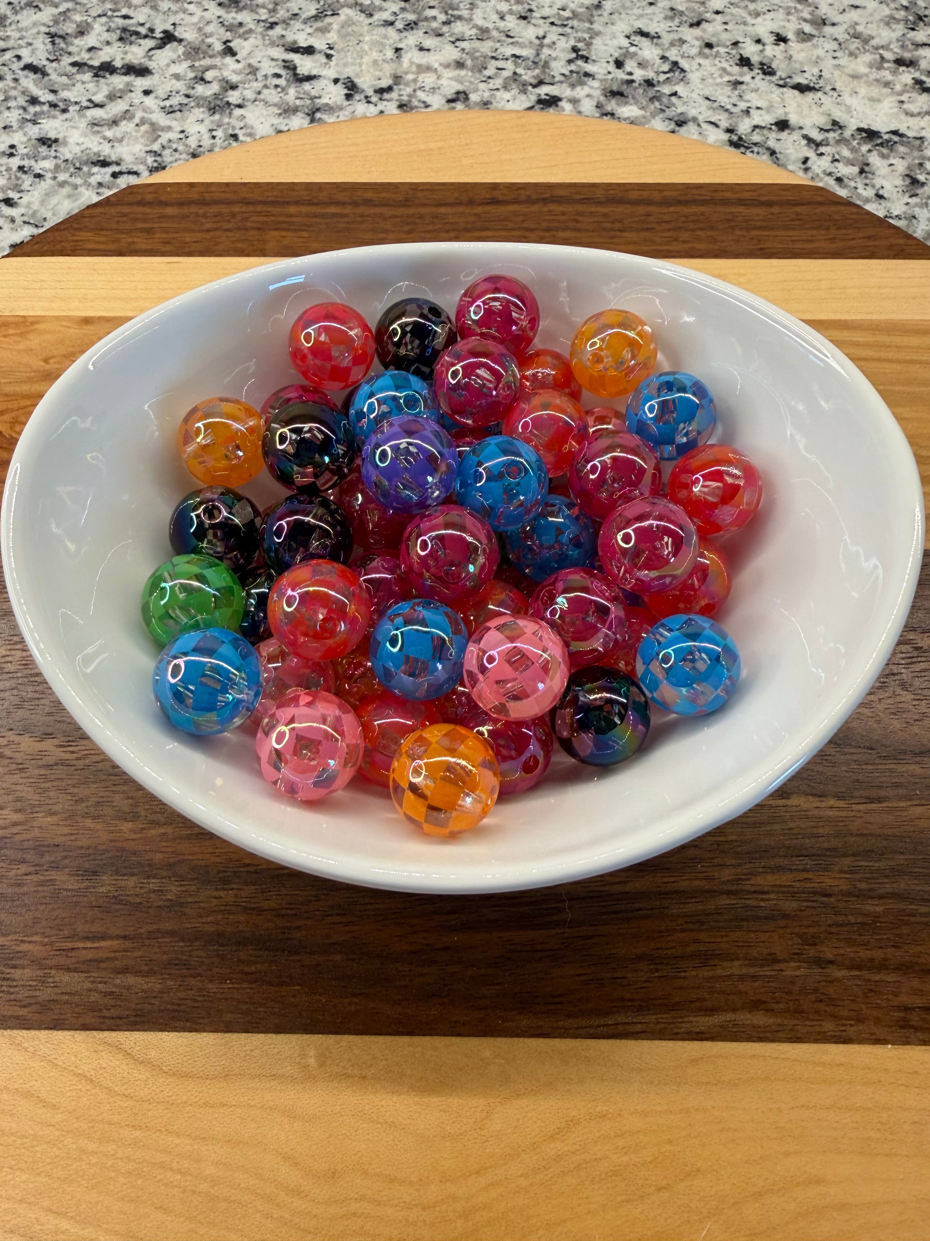 Checkered Clear Acrylic 16mm - 15 pack Color Mix