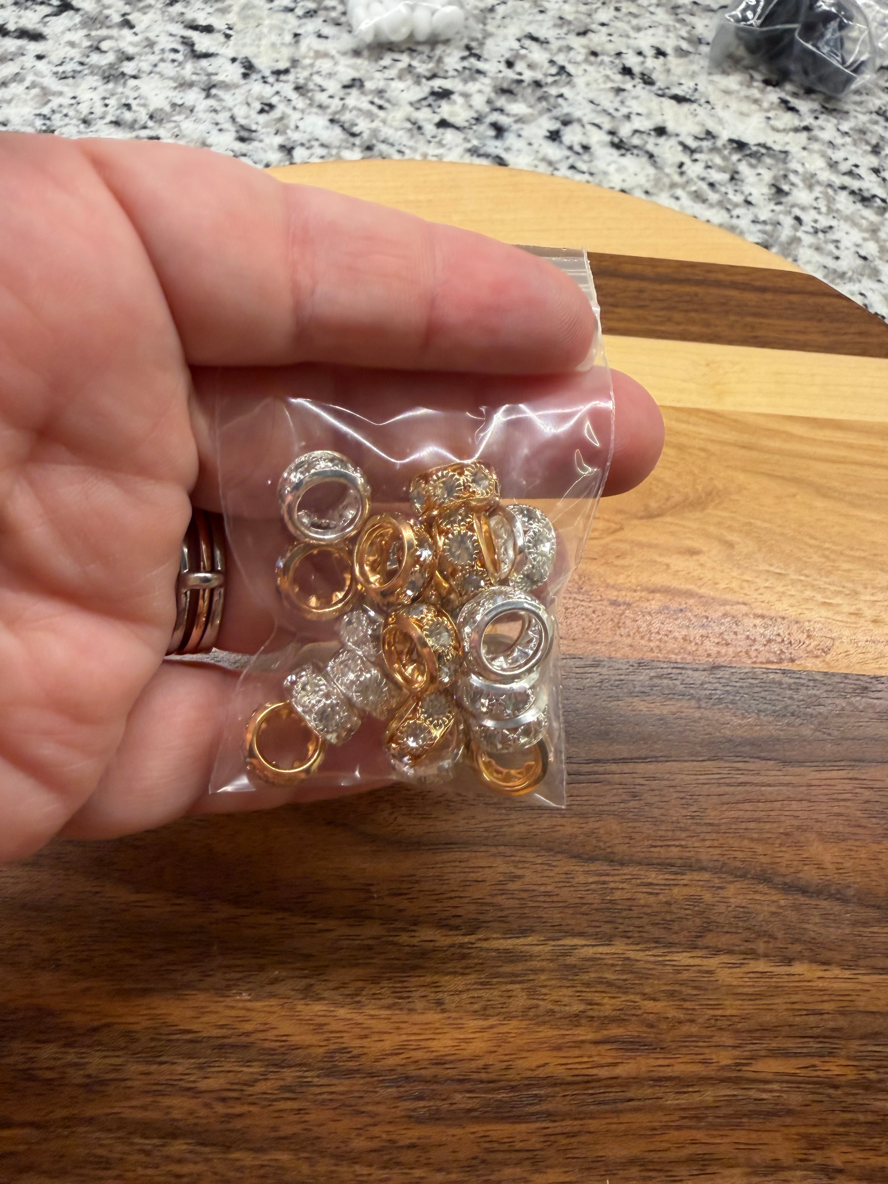 10mm Chunky Rhinestone Spacers - 20 pack Silver/Gold