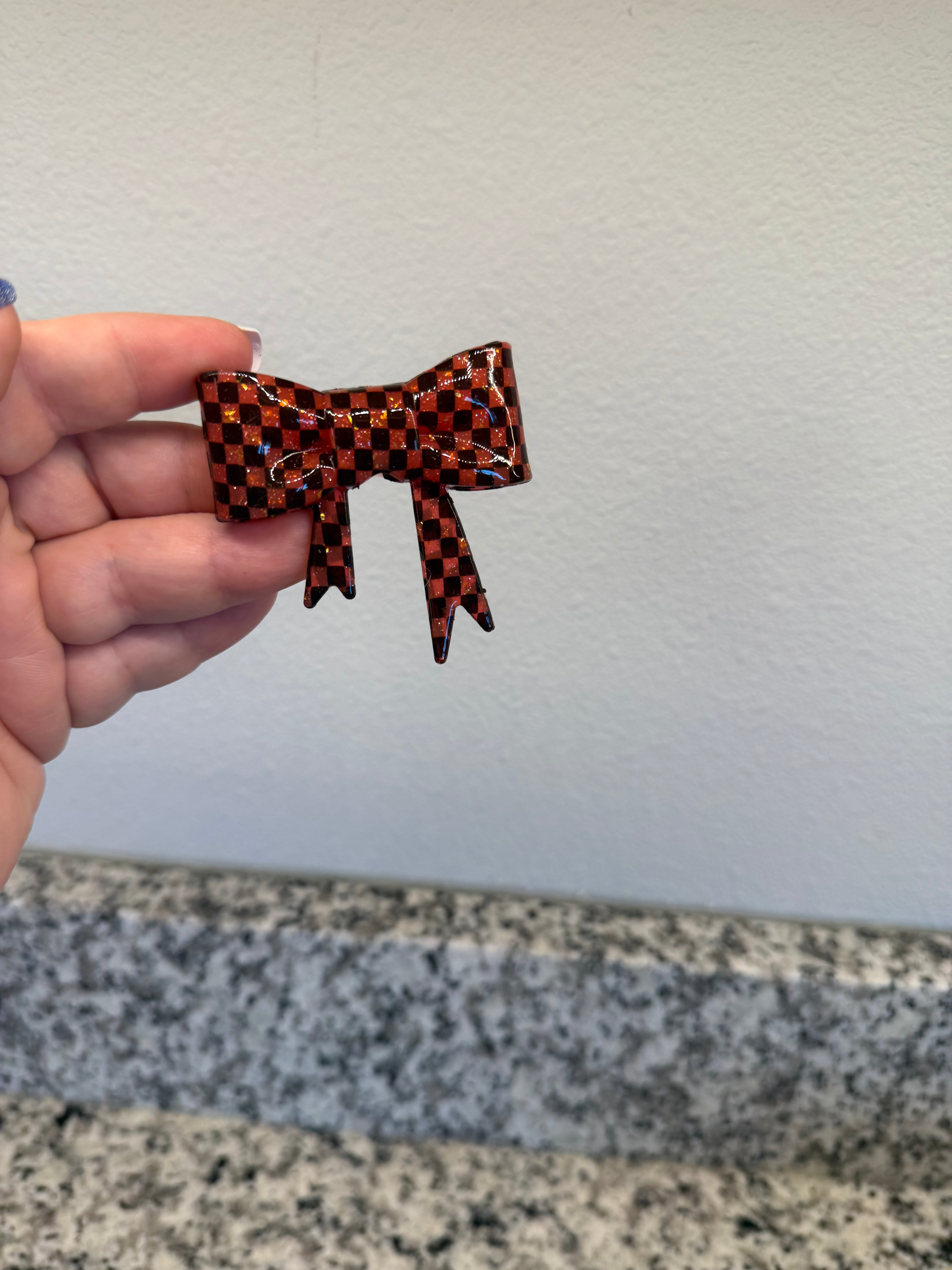 Large Bow Focal - Red Checkered