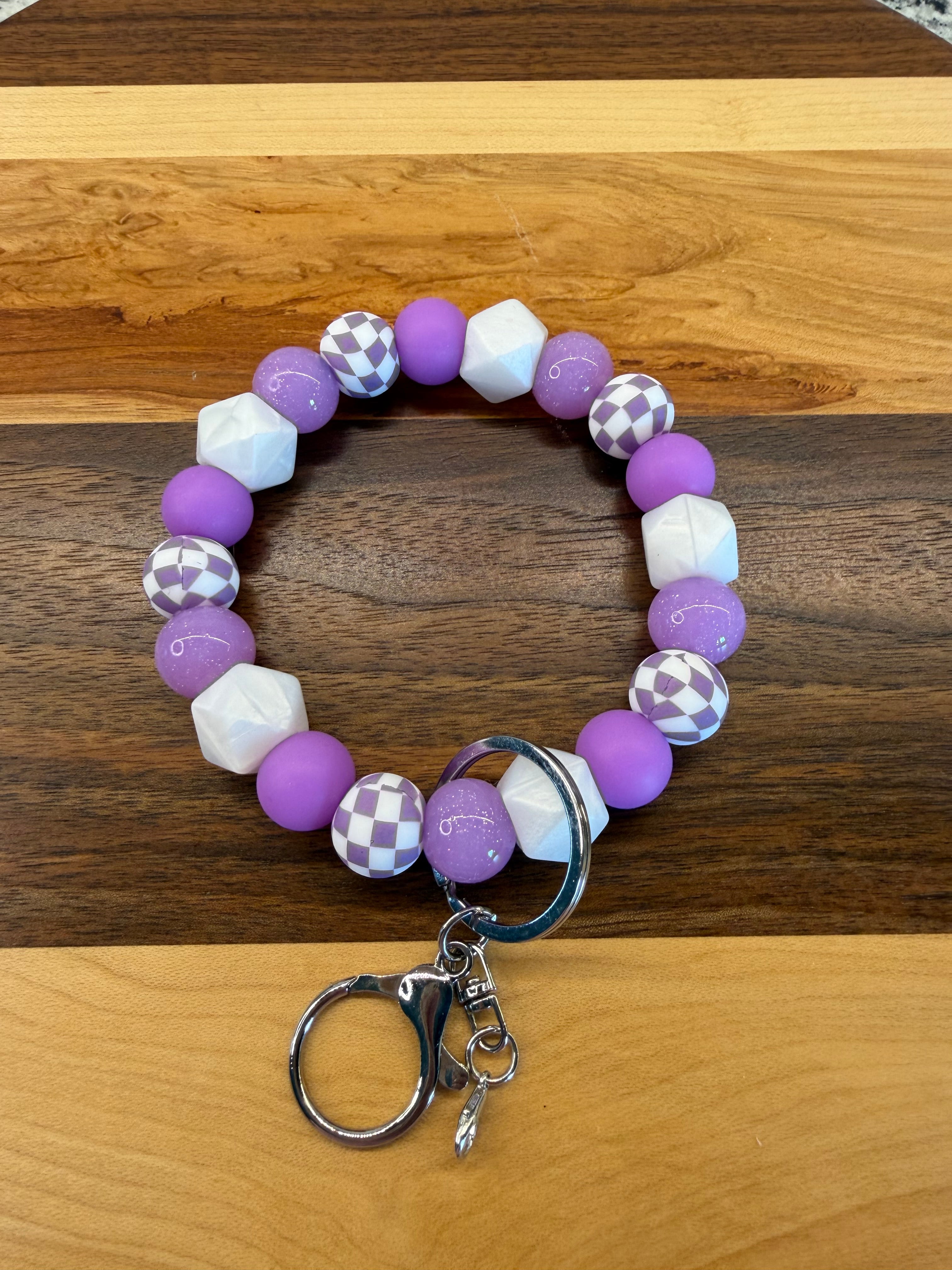 RTS - Purple Unicorn Checker GLOW Wristlet