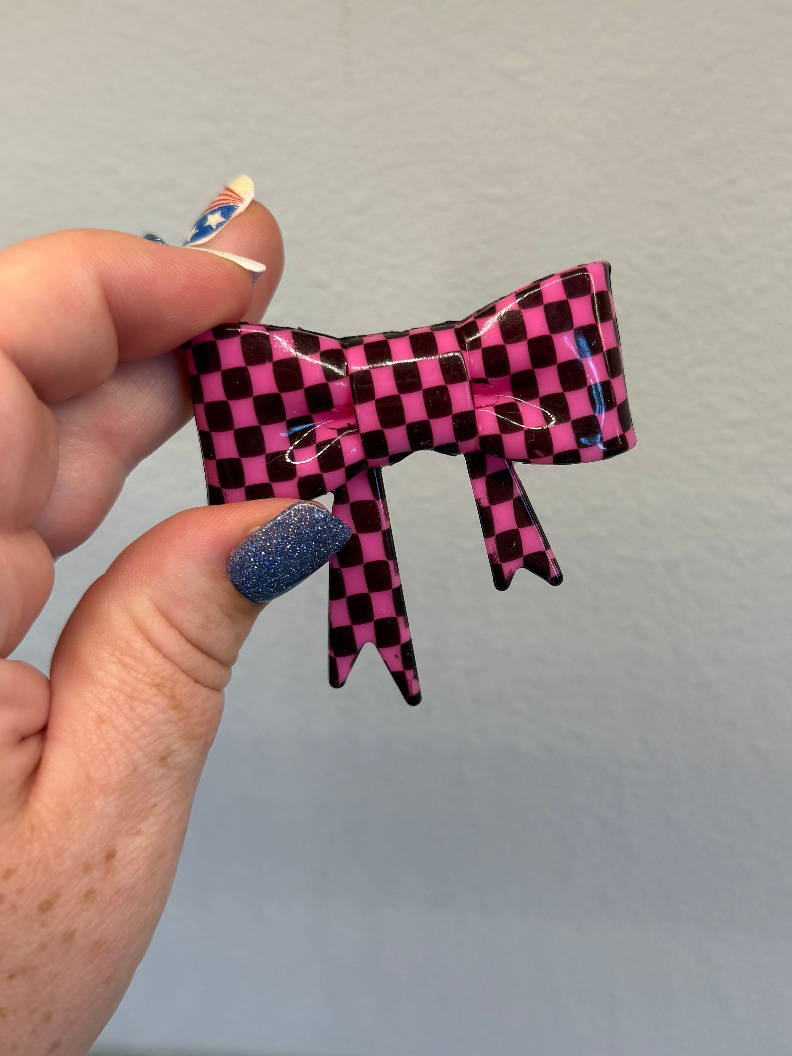 Large Bow Focal - Pink Checkered