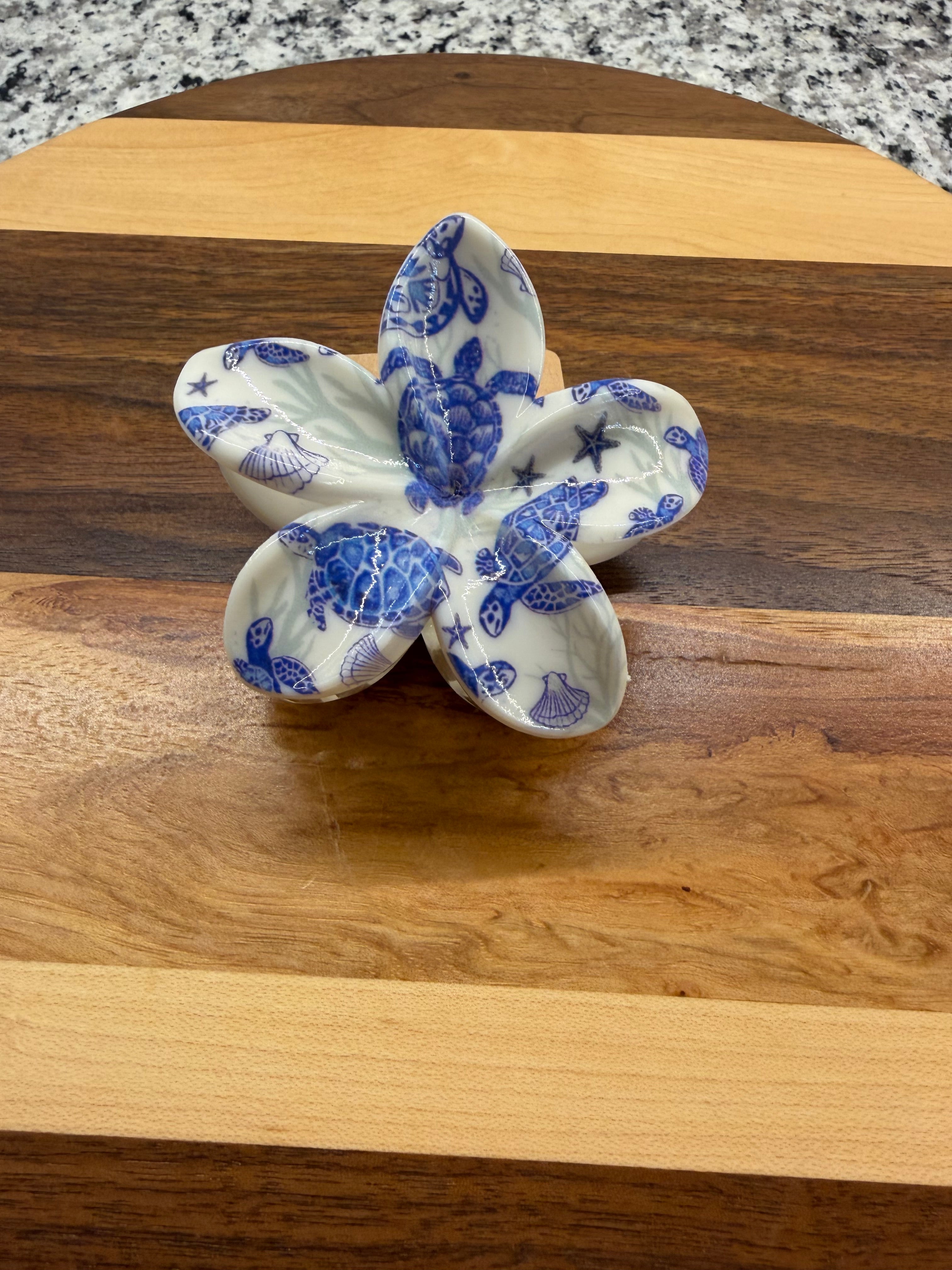 Sea Turtle Flower Claw Clip