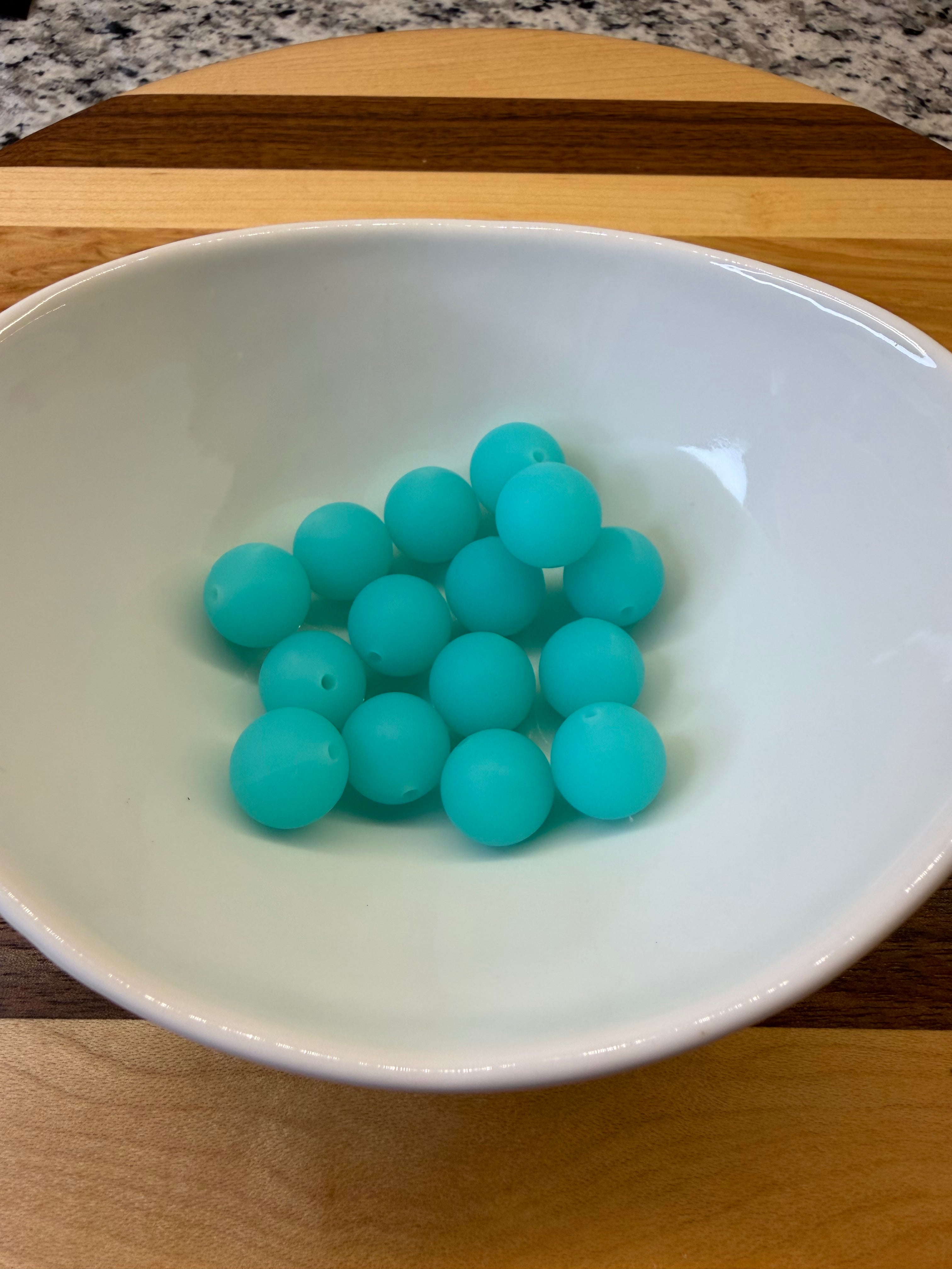 15mm Silicone Glow Beads - Teal