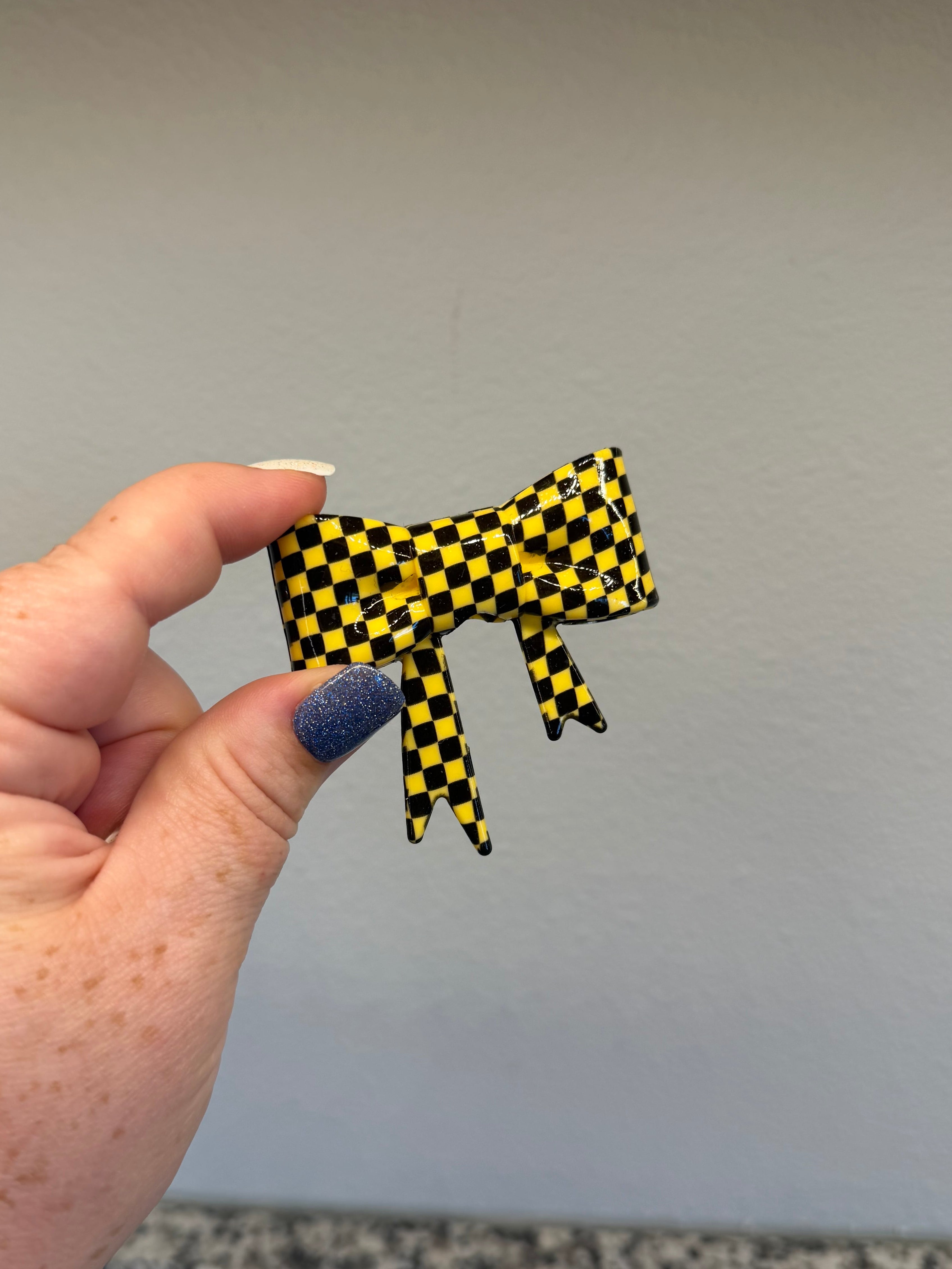 Large Bow Focal - Yellow Checkered