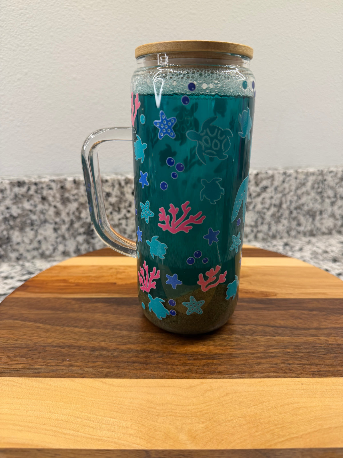 RTS Turtle Beach GLASS tumbler W/handle
