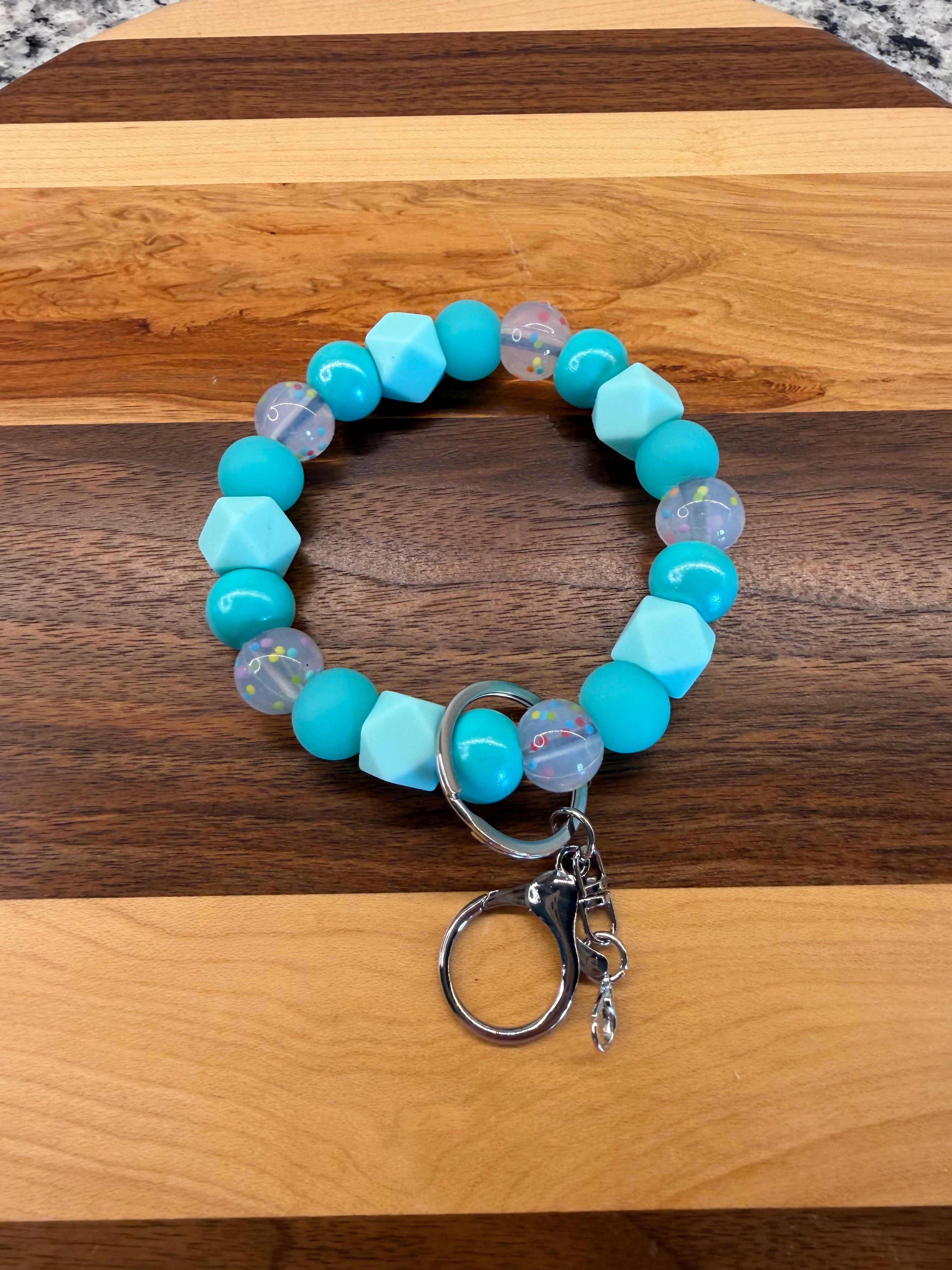 RTS - Teal Confetti GLOW Wristlet