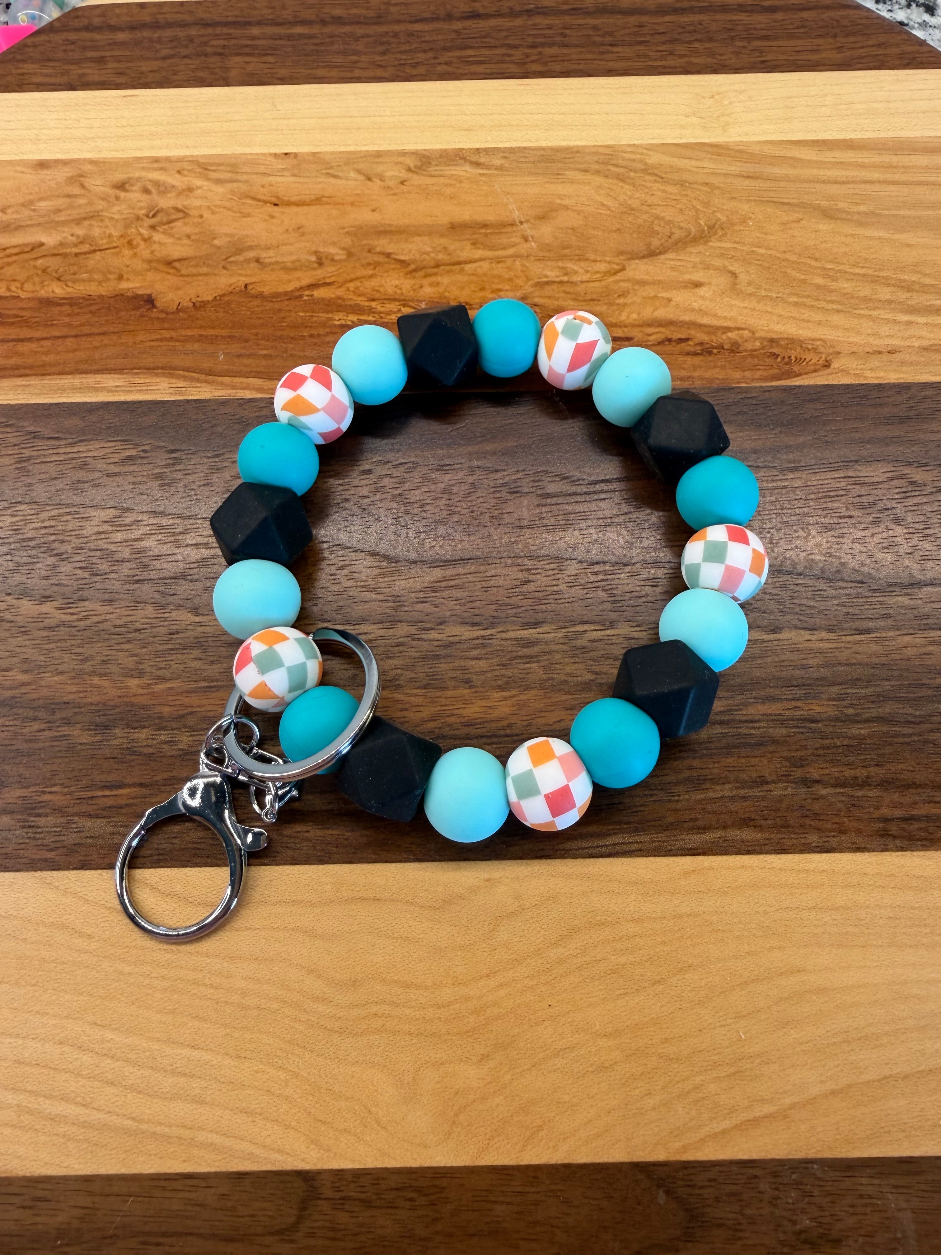 RTS - Spring Teal Checker Wristlet