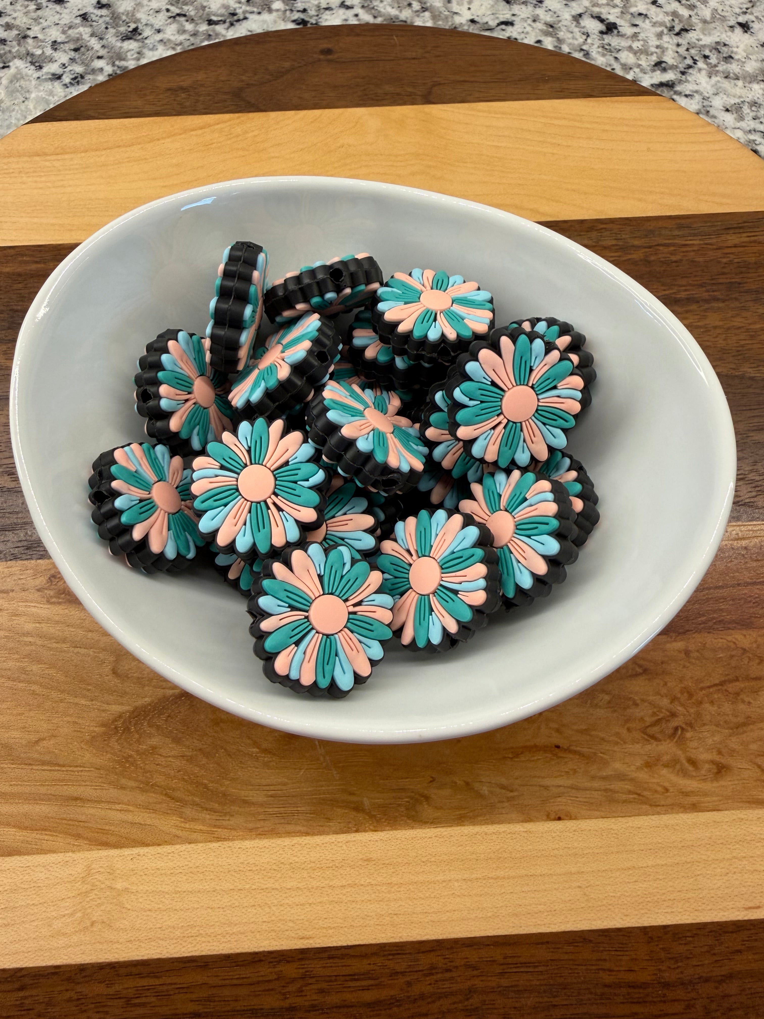 Teal Pink Daisy Focal