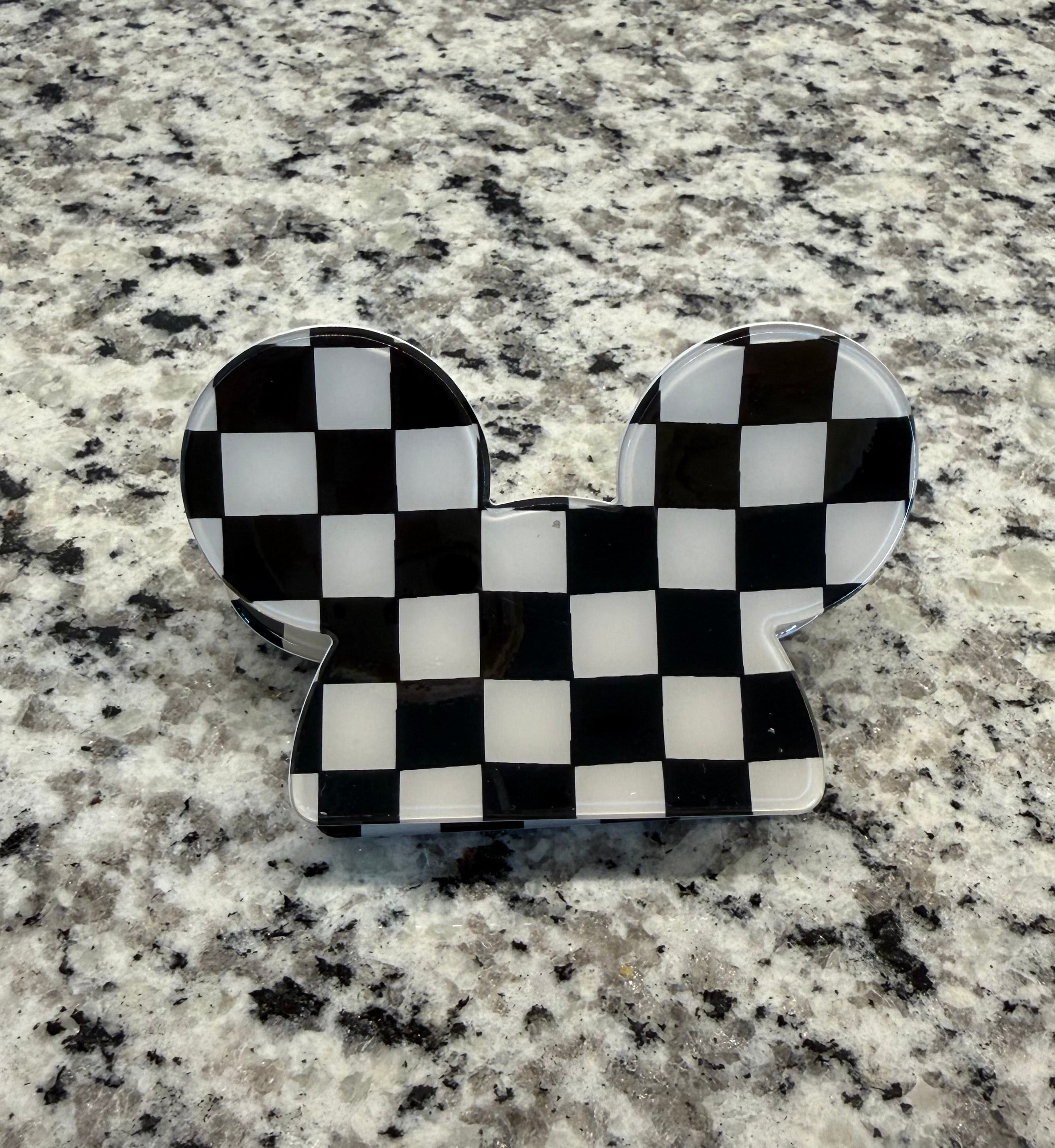 Checker Mouse Ears Claw Clip