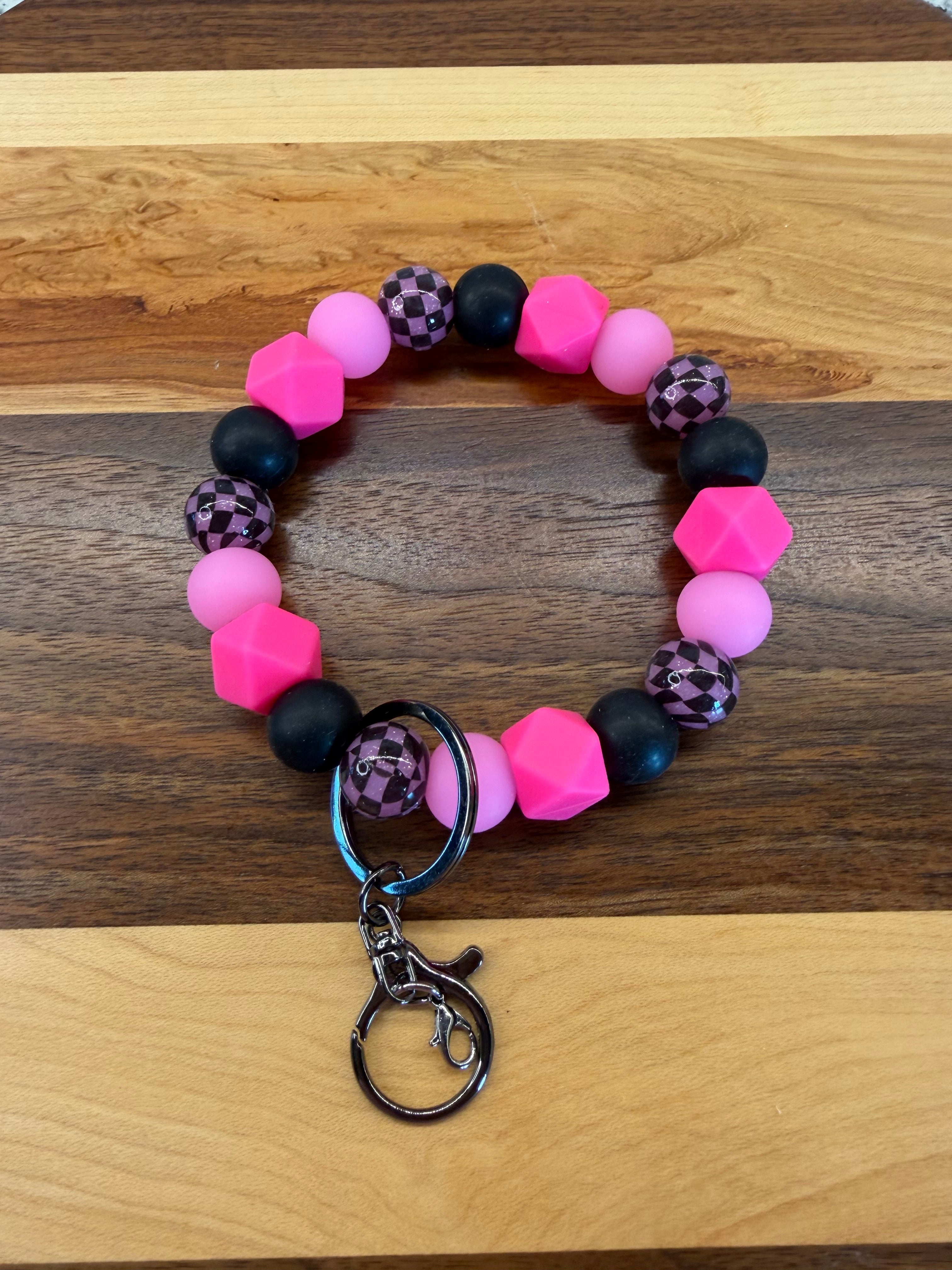 RTS - Pink Check Hex GLOW Wristlet