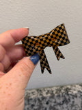 Large Bow Focal - Orange Checkered
