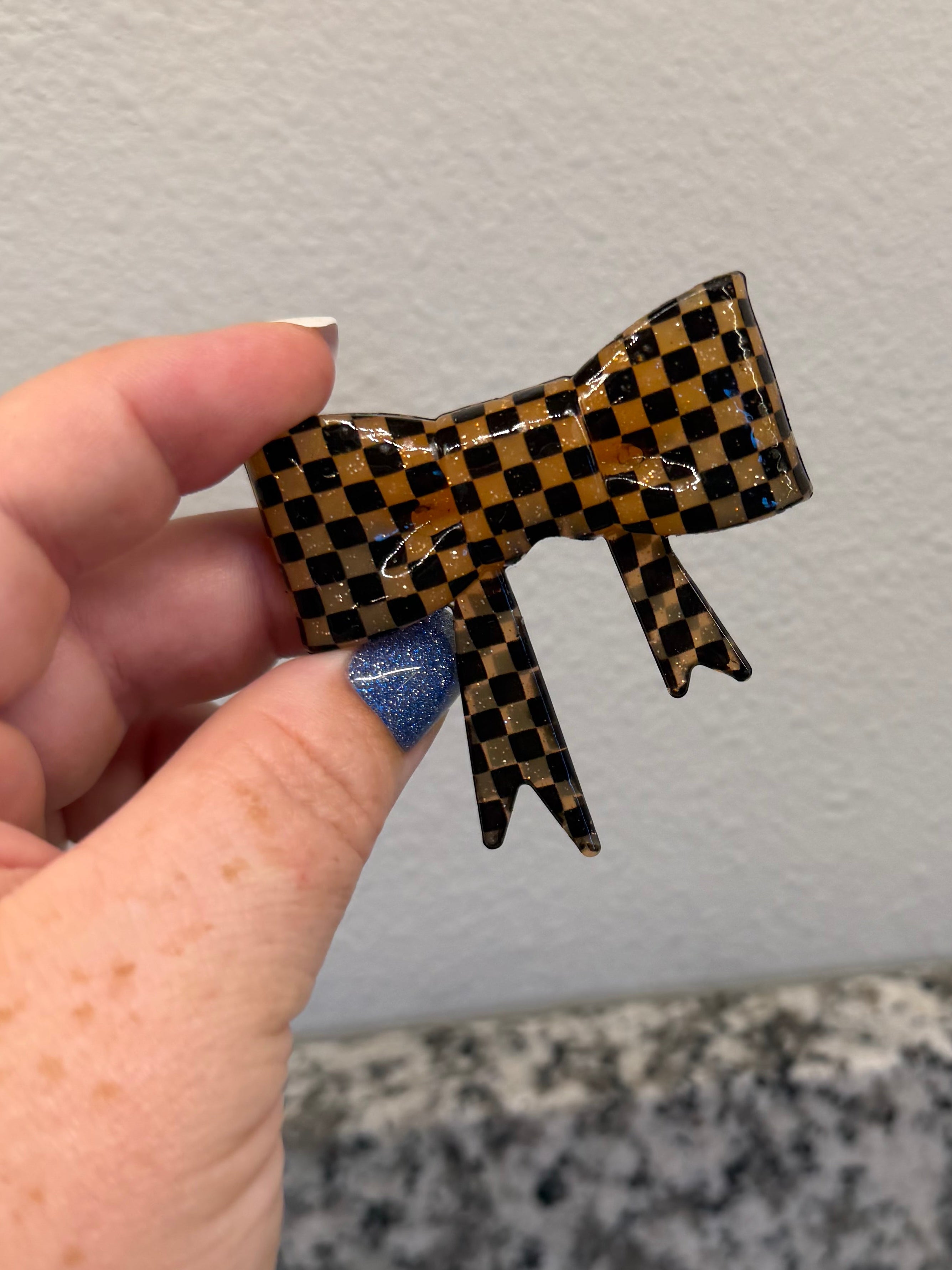 Large Bow Focal - Orange Checkered
