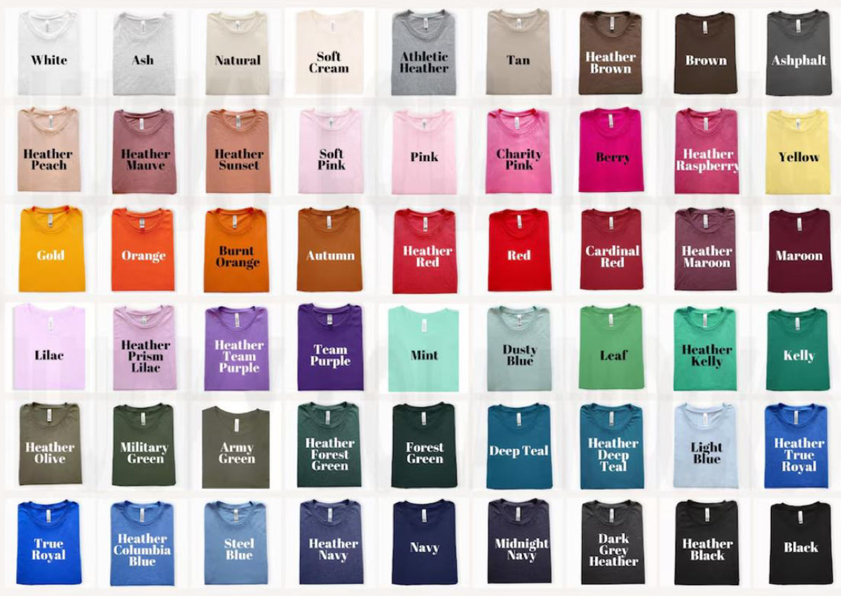 ***BELLA CANVAS TEE AND LONGSLEEVE COLOR CHART ONLY***