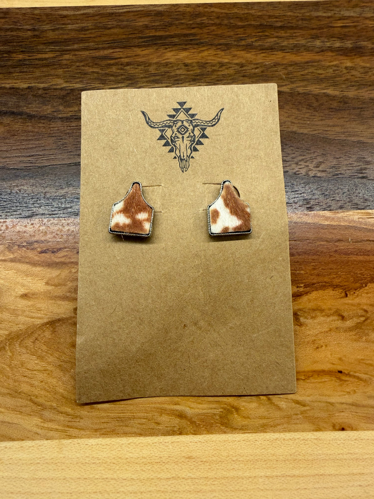 Cow Tag Stud Earrings