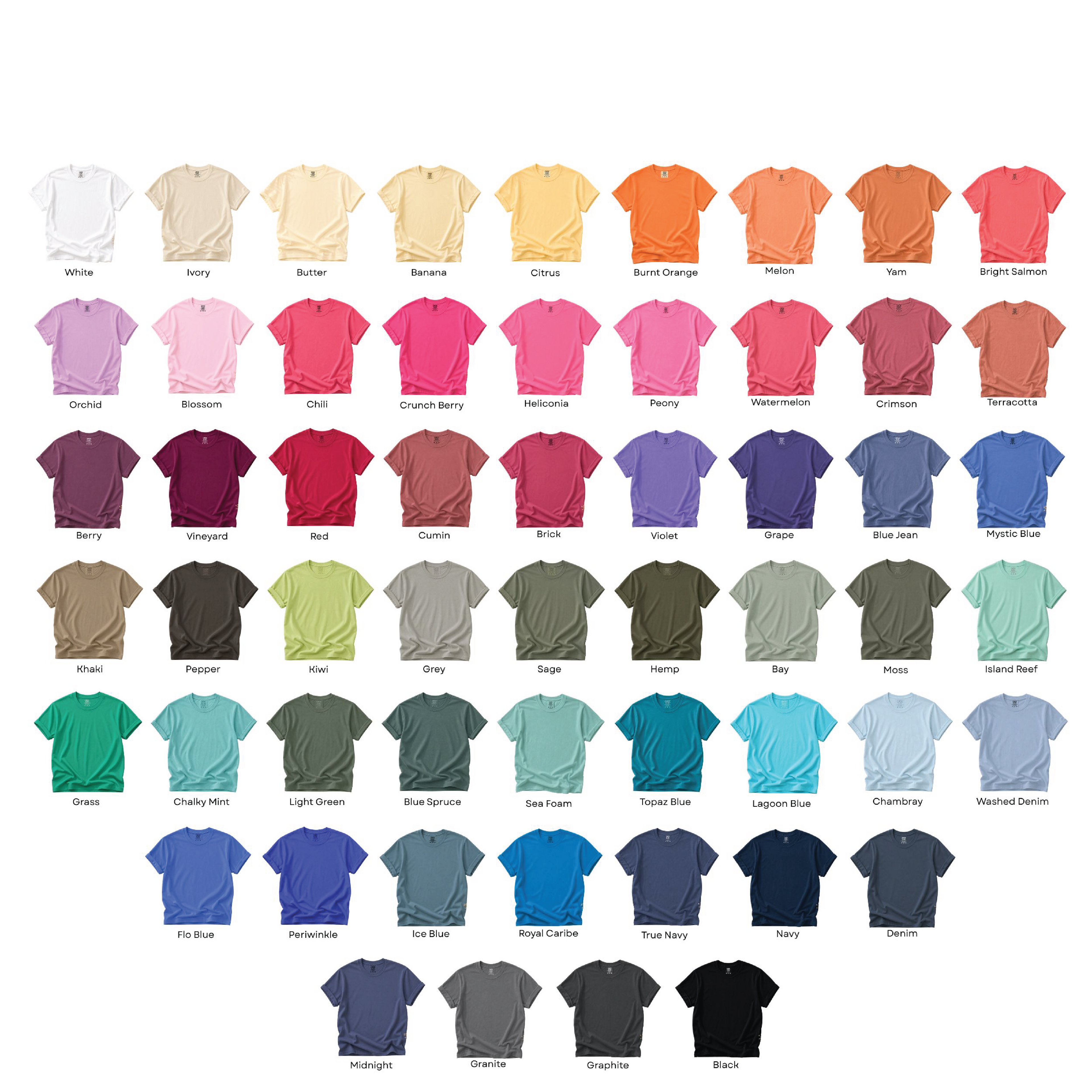 ***COMFORT COLORS TEE COLOR CHART ONLY***