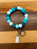 RTS - Bright Teal Checker Wristlet