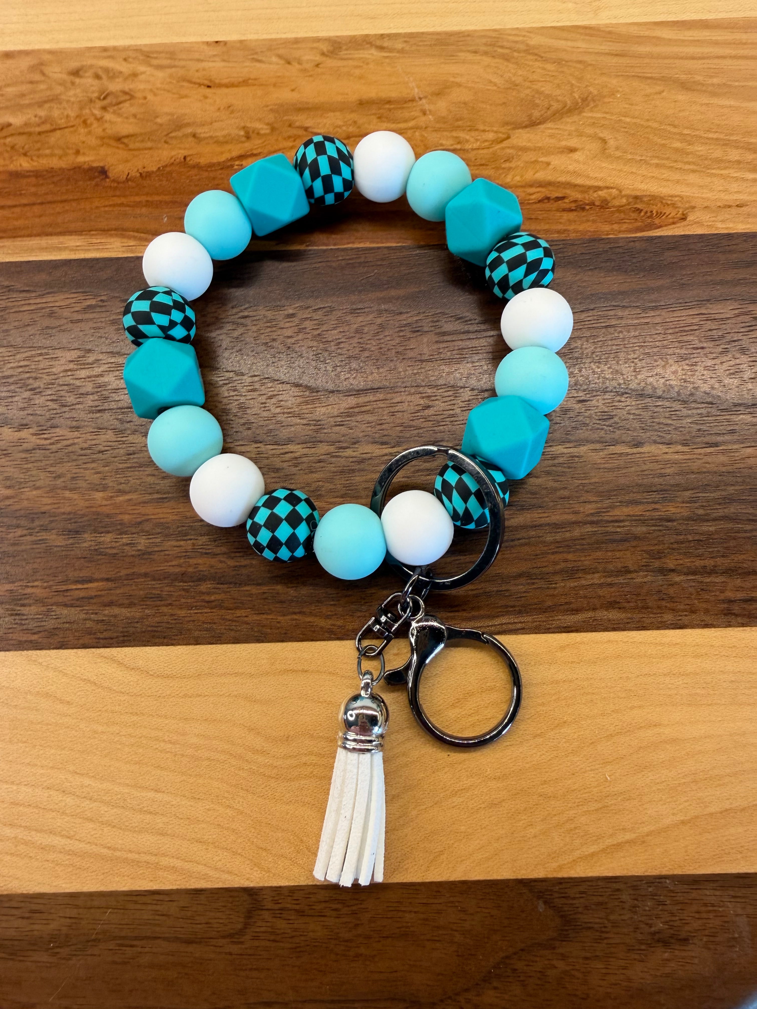 RTS - Bright Teal Checker Wristlet