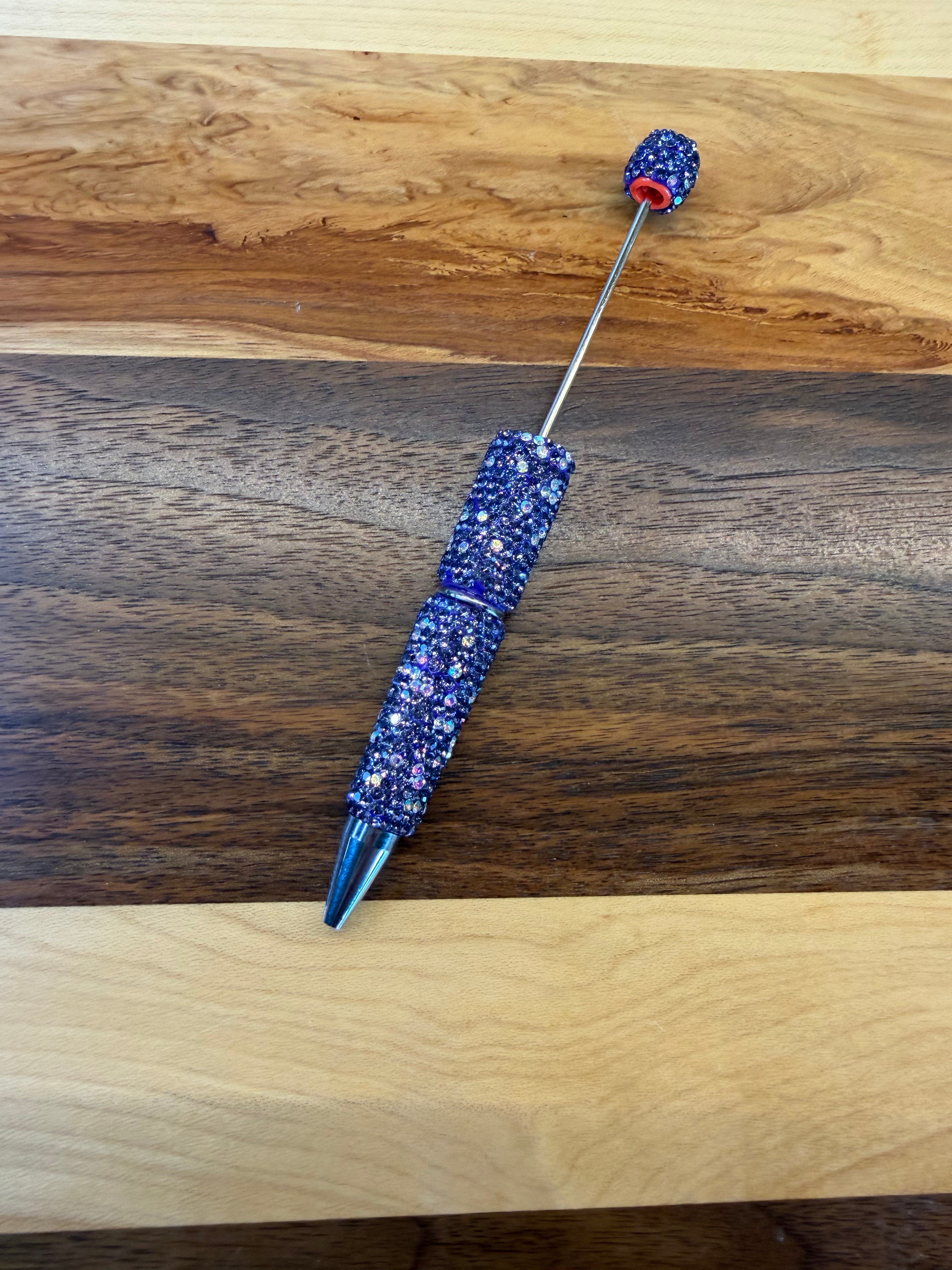 Beadable Rhinestone Pen - Purple Speckle